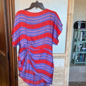 Red and Purple Striped Short Sleeve Top